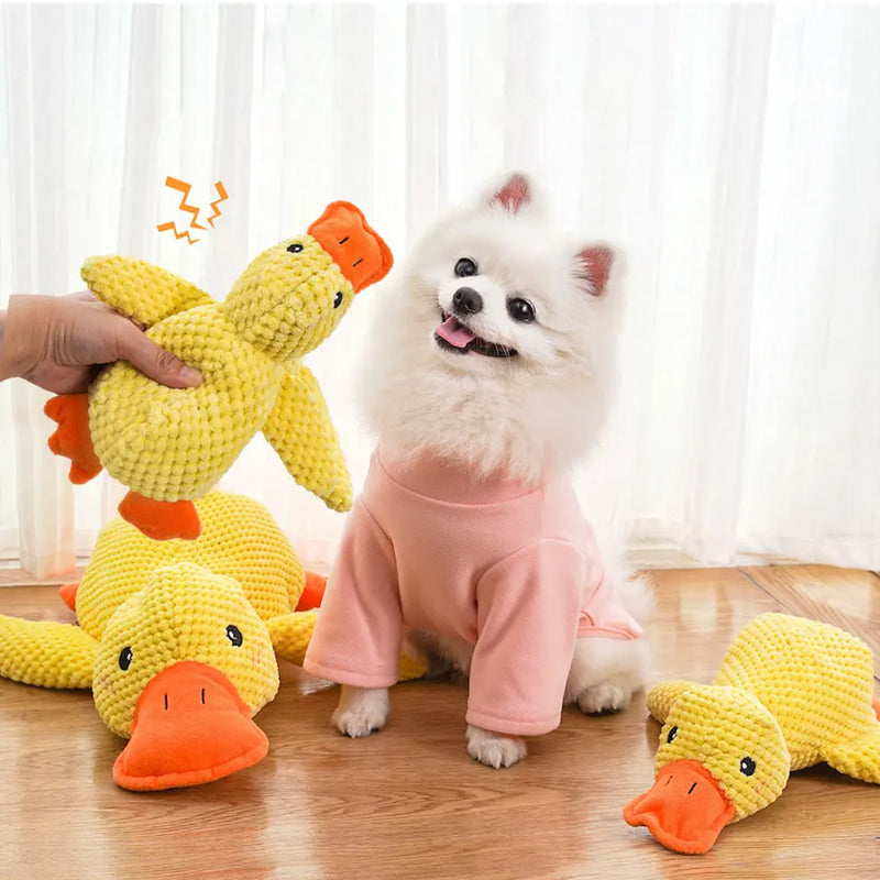 Calming Duck Plush Toy with Quacking Sound - Interactive Chew Pillow for Dogs