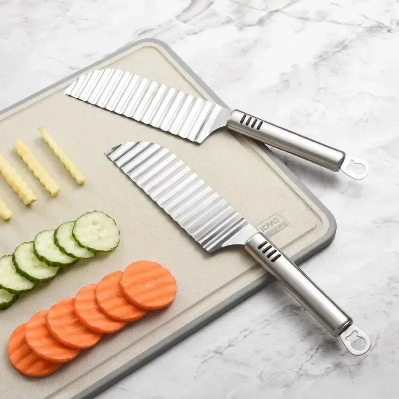 Byfa Potato Wavy Edged Knife – Stainless Steel French Fry Cutter & Vegetable Slicer