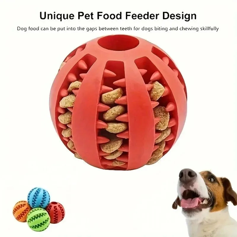 Interactive Rubber Dog Chew Ball - Teeth Cleaning & Training Toy