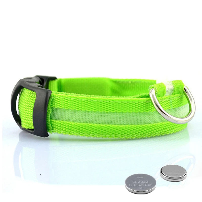 LED Glow Dog Collar - Rechargeable Nylon Light-Up Pet Collar