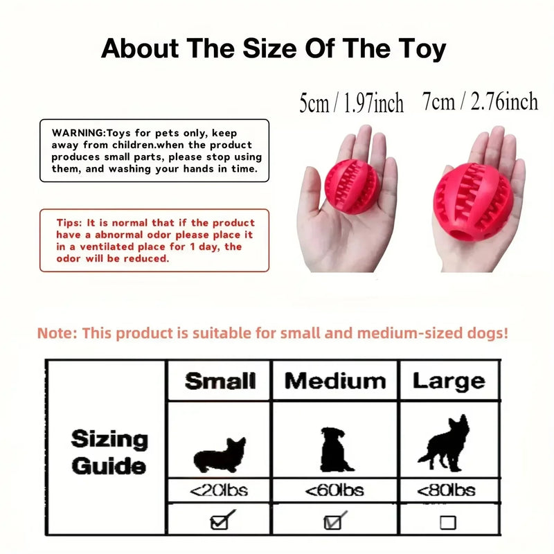 Interactive Rubber Dog Chew Ball - Teeth Cleaning & Training Toy